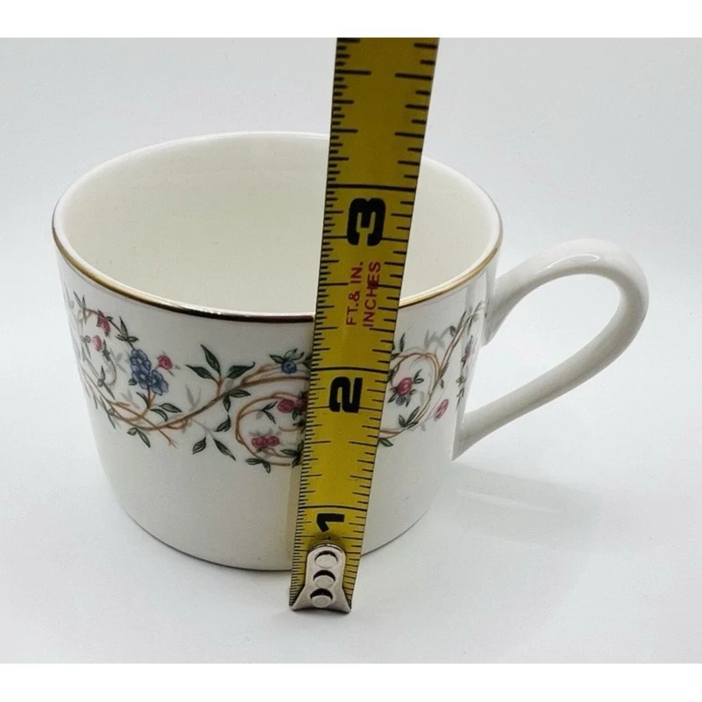 Farberware Monaco Cup & Saucer Set Fine China Floral Gold Trim White Vintage